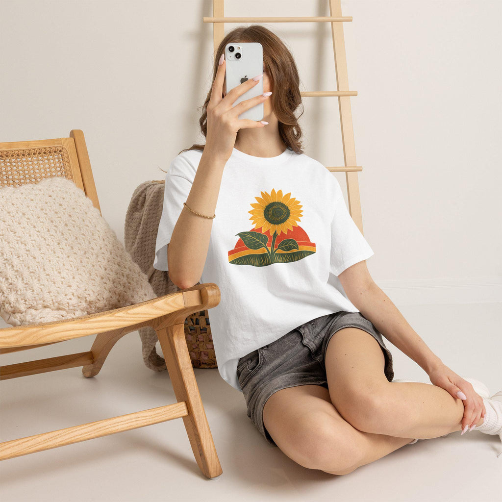 Retro Sunflower Sunset Shirt, Boho Graphic Tee, Sunflower Gift