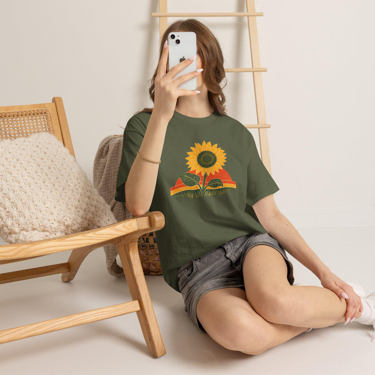 Retro Sunflower Sunset Shirt, Boho Graphic Tee, Sunflower Gift