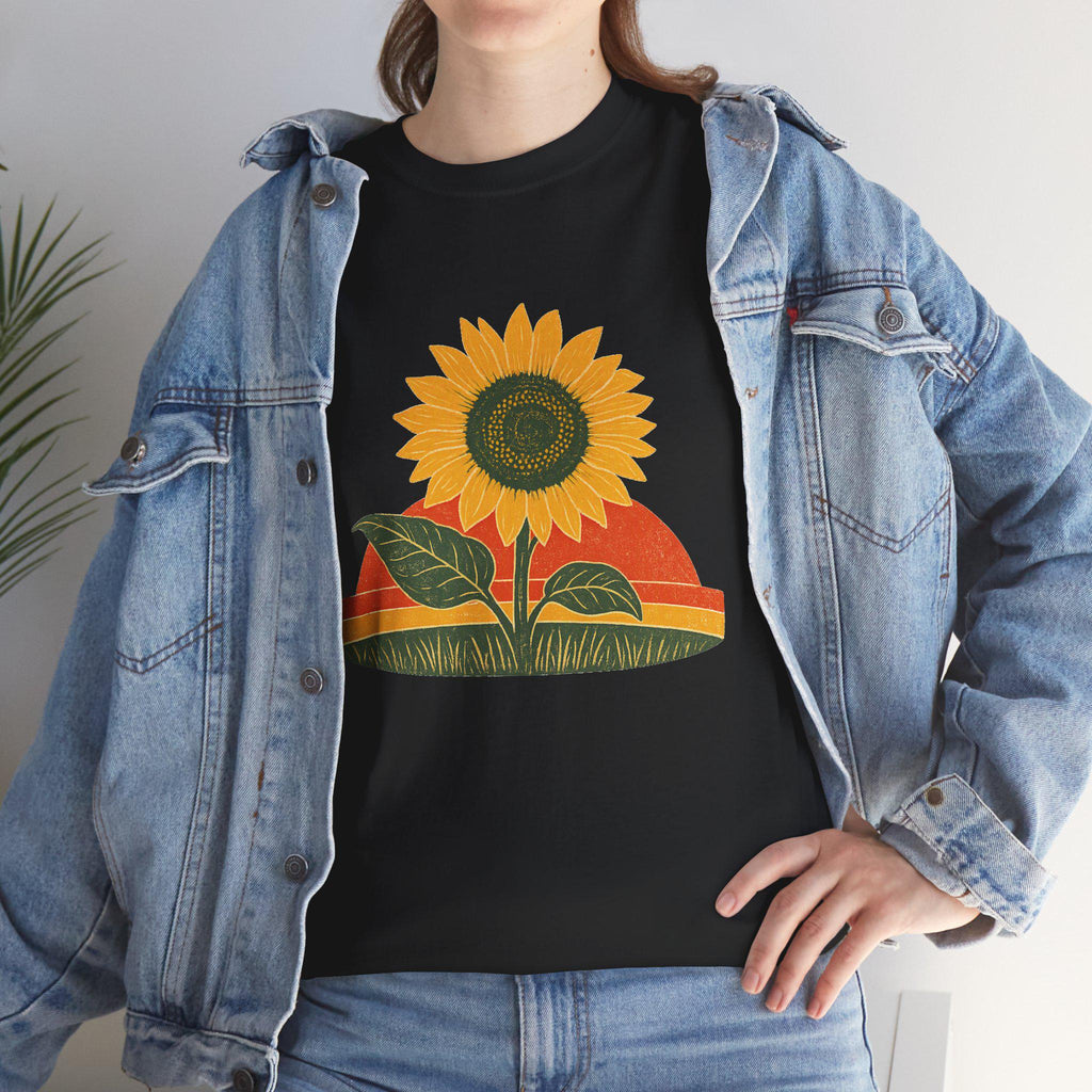 Retro Sunflower Sunset Shirt, Boho Graphic Tee, Sunflower Gift