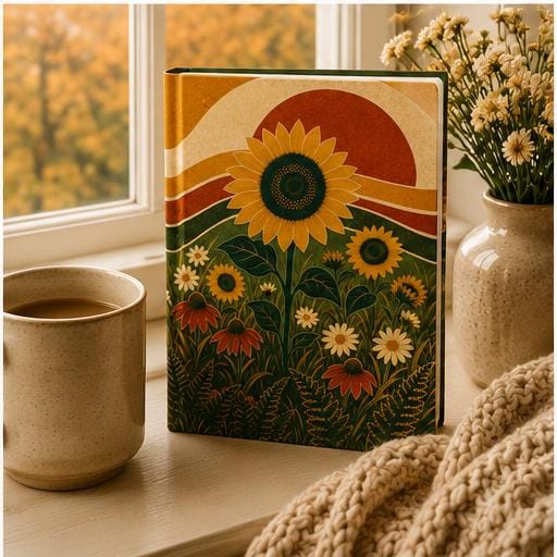 Sunflower Journal Cottagecore, Boho Wildflower Notebook,Nature Lover Gift