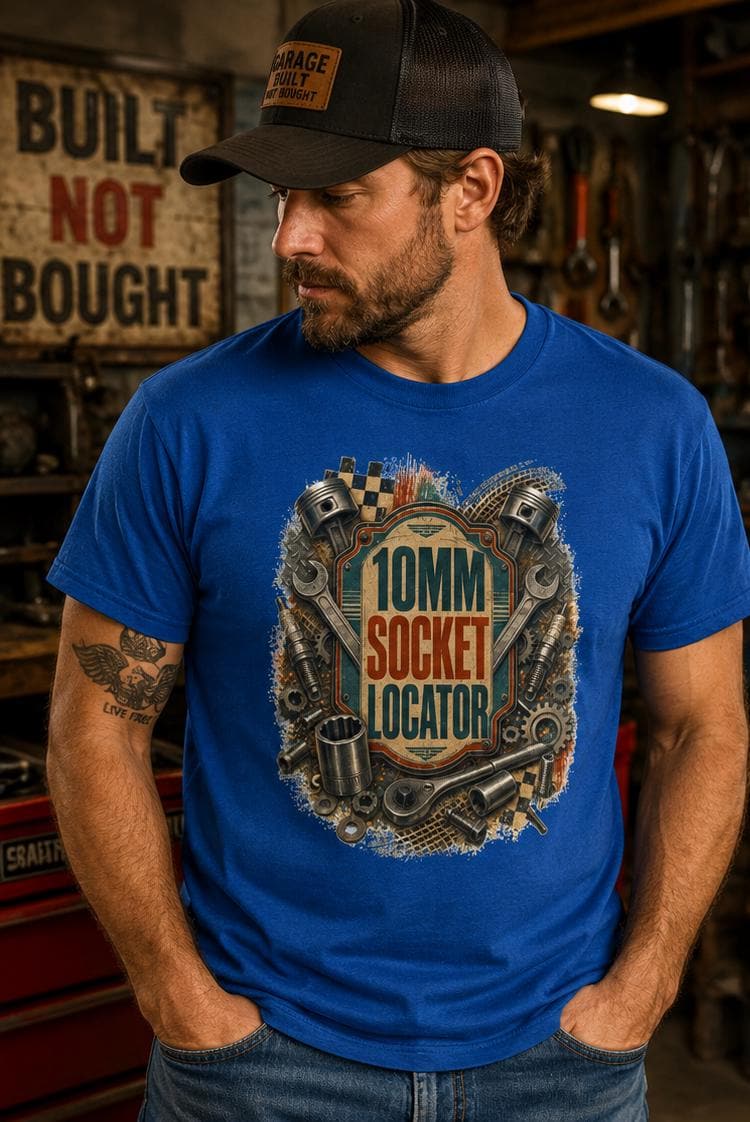 Mechanic Funny Tee,10mm Socket Locator Shirt, Gift for Dad Husband Car Guy