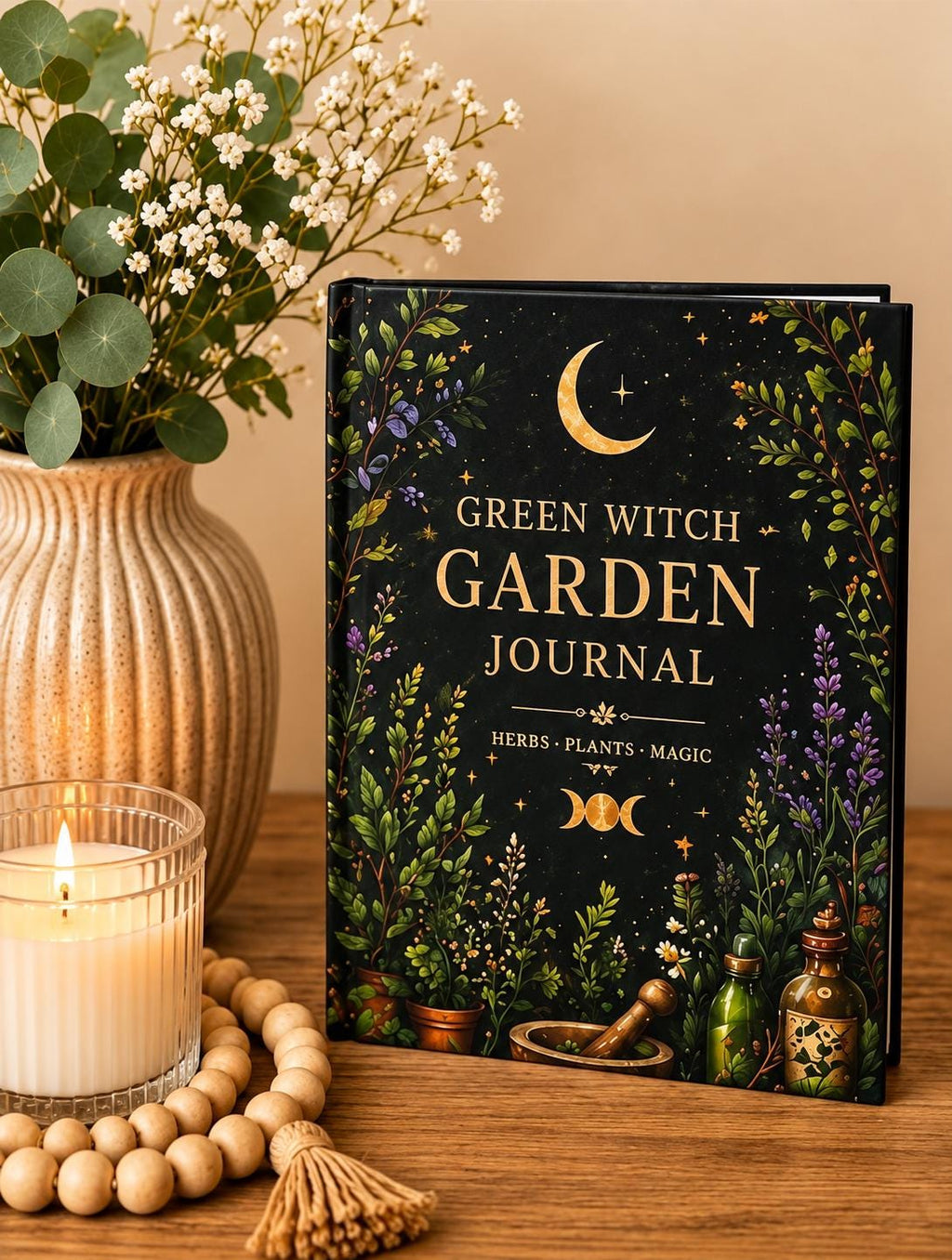 Green Witch Garden Journal Hardcover | Herbs Plants Magic Notebook,Plant lover Journal