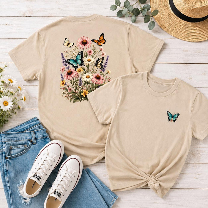 Butterfly Wildflower Shirt | Cottagecore Floral T Shirt | Botanical Butterfly Tee | Nature Lover Shirt