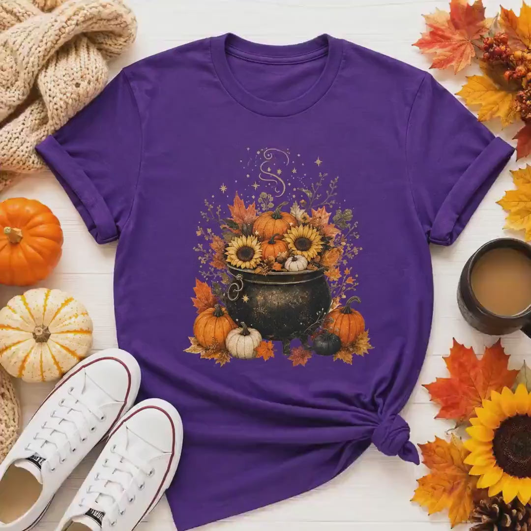 Pumpkin Witch Shirt, Cauldron Fall tee, Cozy Autumn Halloween Gift