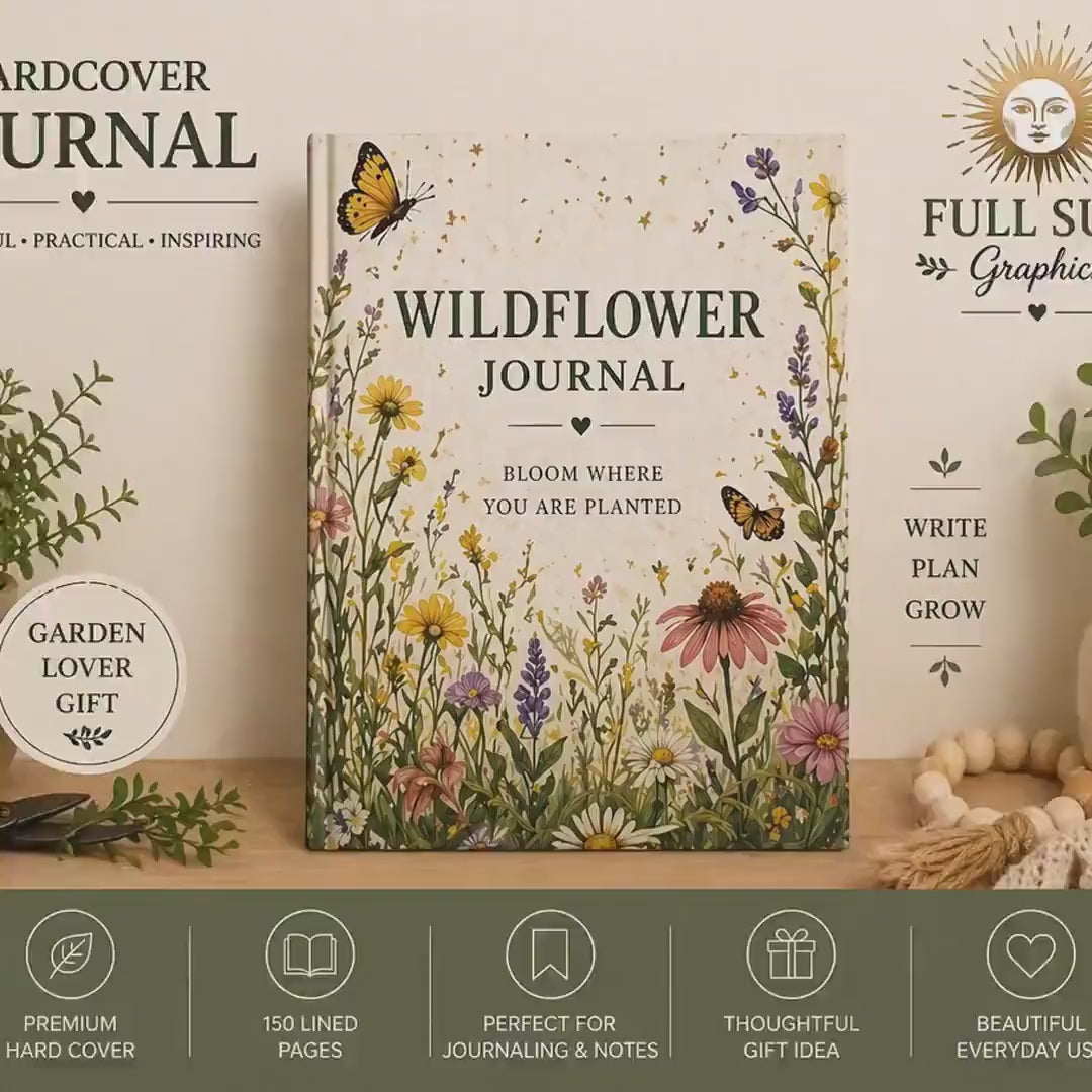 Wildflower Journal, Floral Hardcover Notebook | Matte Laminated Cover | 150 Lined Pages, 75 Perforated Sheets