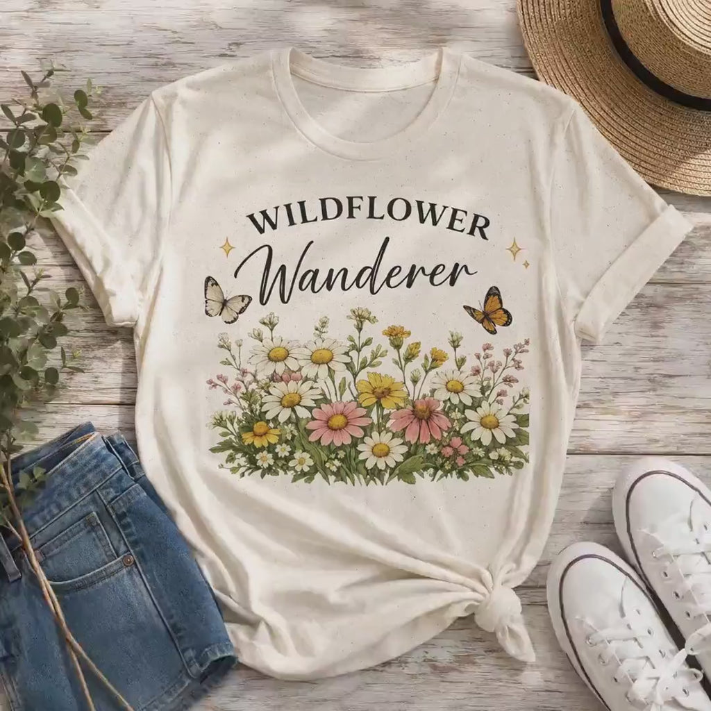 Butterfly Botanical Tee, Wildflower T-Shirt, Nature Lover Gift