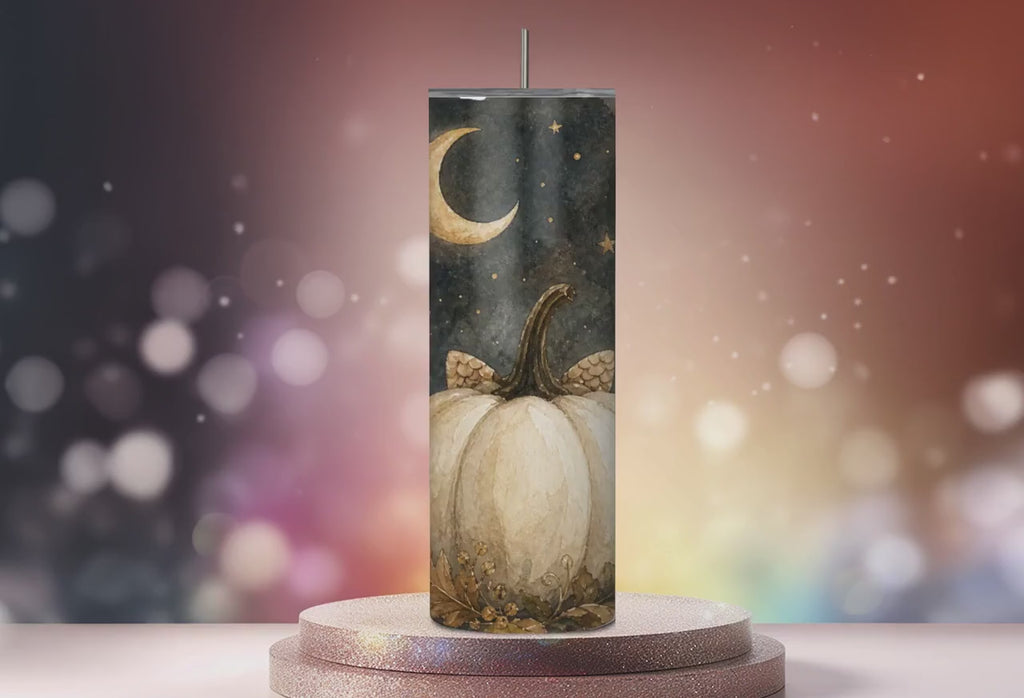 Ghost Pumpkin Skinny Tumbler, Halloween 20oz Cup,Fall Gift for Her